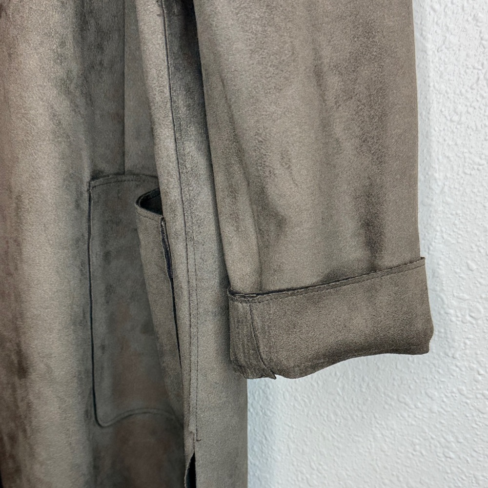 Zara Basic Faux Suede Dark Brown Women's Cape Coat with‎ Hood - Small - Picture 5 of 15